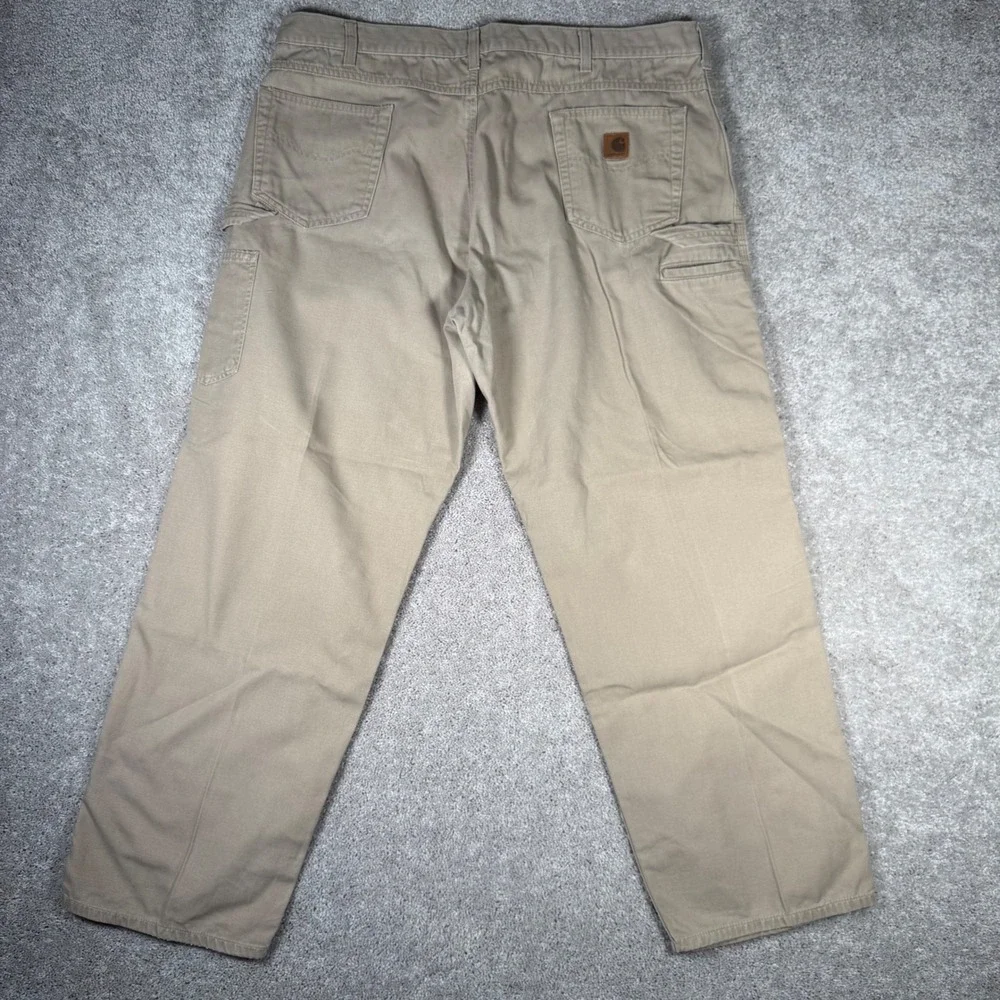 Carhartt Men's 42x32 Relaxed Fit Duck Canvas Carpenter Work Pants Khaki Tan